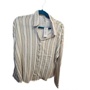NEW PINE APPAREL women's cotton gauze top in khaki stripe